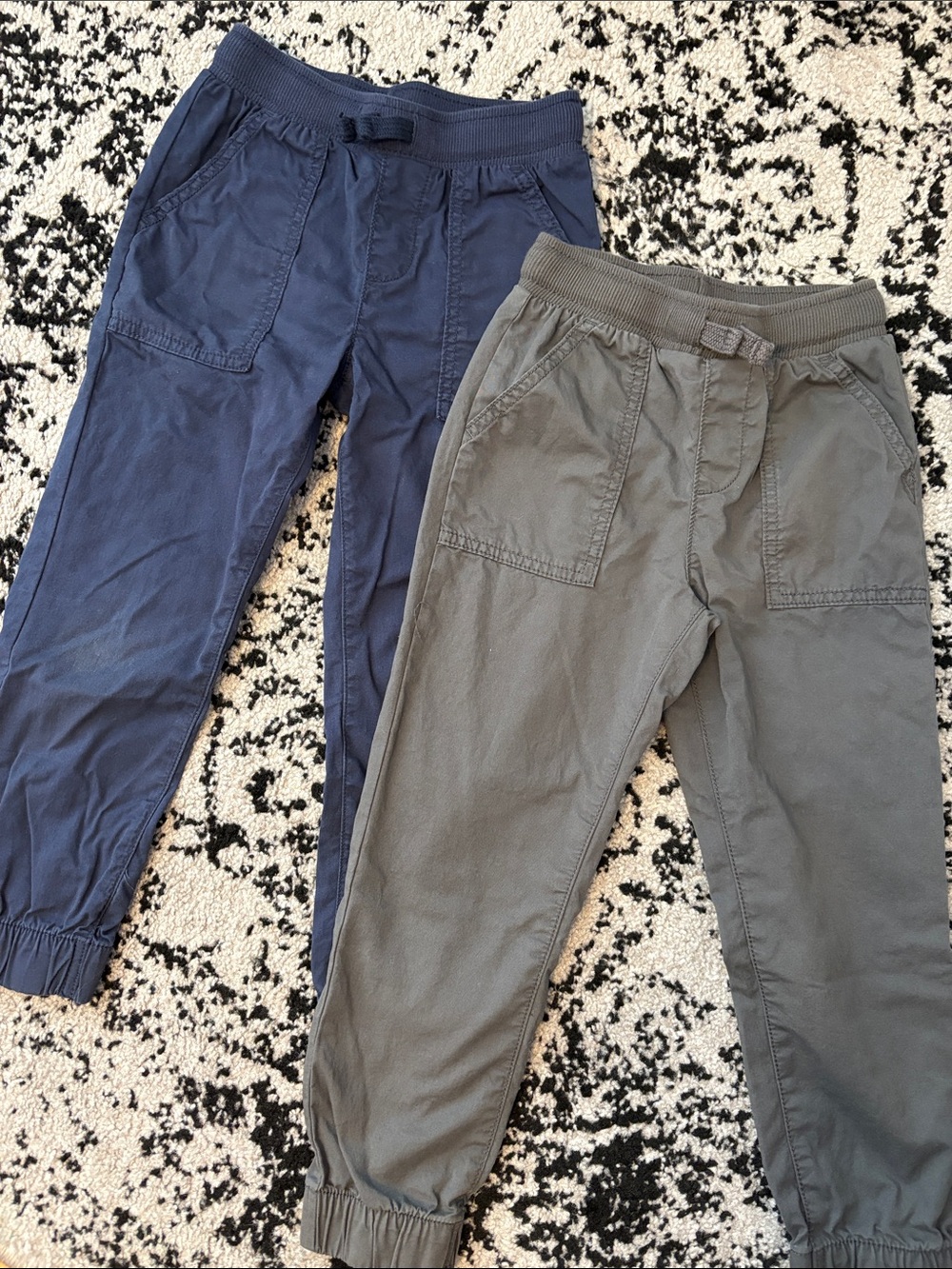 Kids Twill Jogger Pants - Navy and Gray